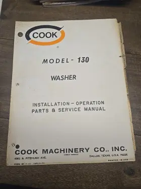 P-113 COOK MACHINERY COMPANY Washer Operation Service Manual