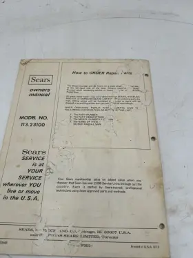 113.23100 CRAFTSMAN Sears Radial Saw Owners Manual #2