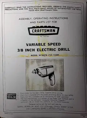 315.10290 CRAFTSMAN Sears Vari Drill Manual