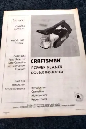 315.17321 CRAFTSMAN Power Planer Owners Manual