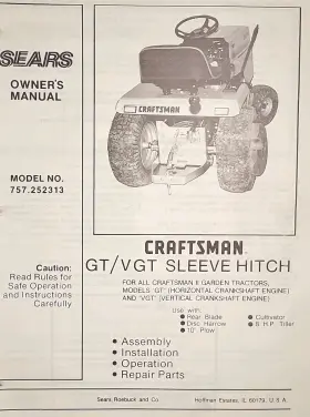 757.25241 CRAFTSMAN Sears Gt Garden Tractor Sleeve Hitch