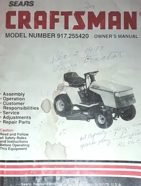 917.252450 CRAFTSMAN Sears Lawn Tractor Manual