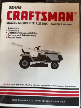 917.252500 CRAFTSMAN Sears Lawn Tractor Catalog Owners Manual
