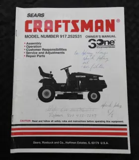 917.252531 CRAFTSMAN Sears Lawn Tractor Catalog Owners Manual