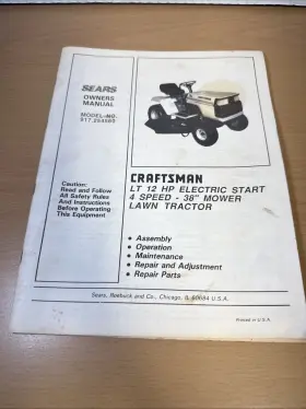 917.254560 CRAFTSMAN Sears Electric Start Lawn Tractor Owners