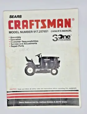 917-257651 CRAFTSMAN Owners Manual Sears Lawn Tractor Mower