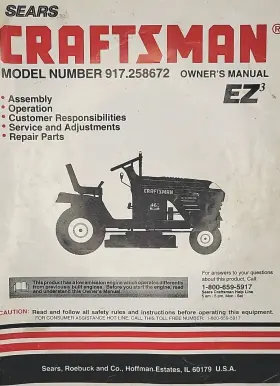 917.270921 CRAFTSMAN Sears Hydro Lawn Tractor Manual