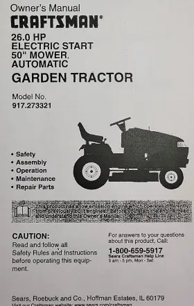 917.275021 CRAFTSMAN Sears Garden Tractor Manual