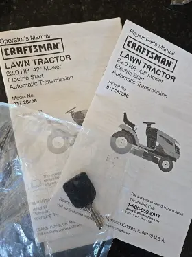 917.28738 CRAFTSMAN Lawn Tractor Mower Key Manual Operators