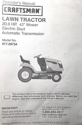 917.288030 CRAFTSMAN Sears Auto Hydro Lawn Tractor Owners