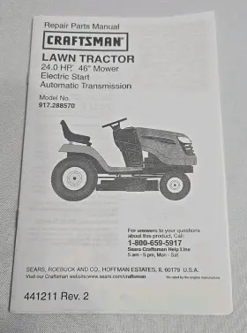 917.288570 CRAFTSMAN Repair Manual Lawn Tractor