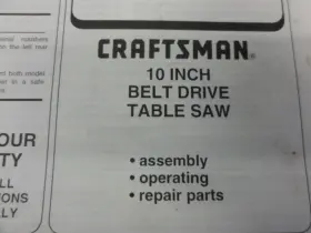 SP5908 CRAFTSMAN Belt Drive Table Saw Owners Manual #3