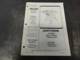 SP5908 CRAFTSMAN Belt Drive Table Saw Owners Manual