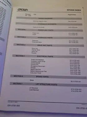 WP2000 CROWN Forklift Service Repair Manual Book Catalog #3