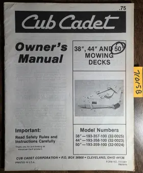 193-359-100 CUB CADET International Rotary Mower Owners
