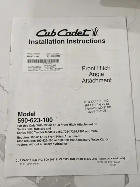 590-623-100 CUB CADET Front Hitch Angle Manual