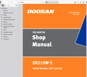 DX210W-5 DAEWOO Doosan Excavator Service Repair Manual Pdf