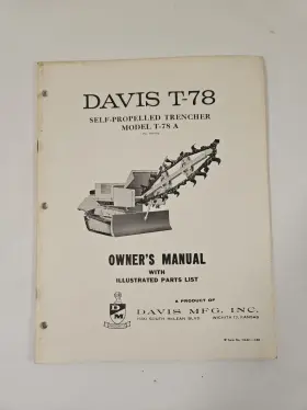 T-78A DAVIS Propelled Trencher Owners Manual