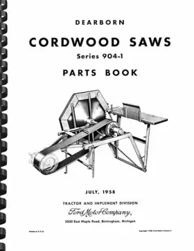 904-1 DEARBORN FORD Cordwood Saws Book Manual