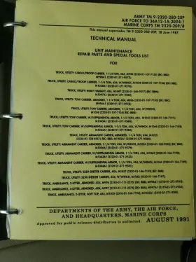 9-2320-280-20P DIESEL Technical Repair Manual Humvee Army
