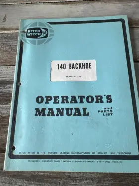 050-541 DITCH WITCH Backhoe Operators Manual Catalog Book