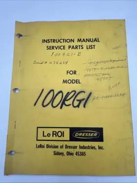 75R1 DRESSER Leroi Rotary Vane Air Compressor Instruction