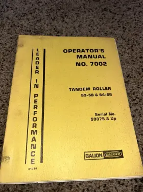 S4-6B DRESSER Tandem Roller Operators Manual