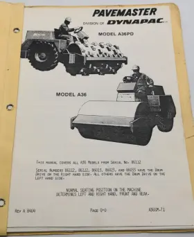 222927 DYNAPAC Pavemaster Book Manual Catalog Compactor