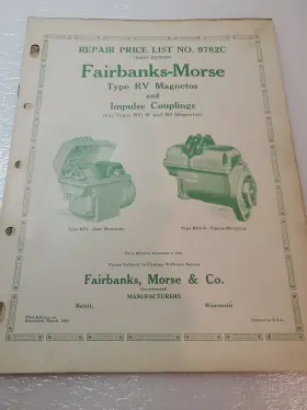 9782C FAIRBANKS MORSE Rv Magnetos Couplings Repair Reciept