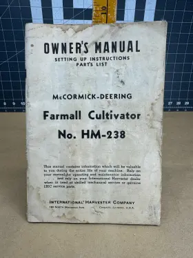 1006552R3 FARMALL Cultivator Owners Manual Mccormick Deering