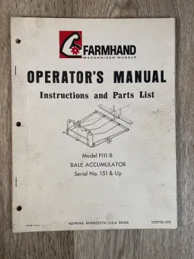 F111-B FARMHAND Bale Accumulator Operators Instruction Manual