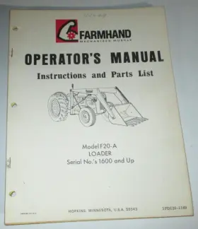 F20-A FARMHAND Loader Operators Manual Up