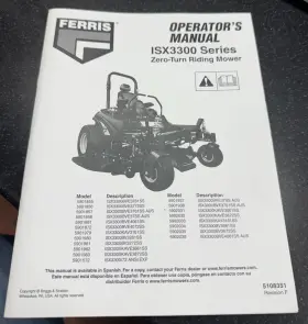 ISX3300 FERRIS Manual Turn Mower Operator