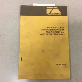 73160624 FIATALLIS Fiat Allis Service Specifications Manual