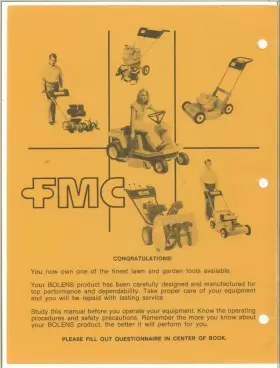 2230 FMC Tiller Operator Instruction Manual Bolens Drive #2
