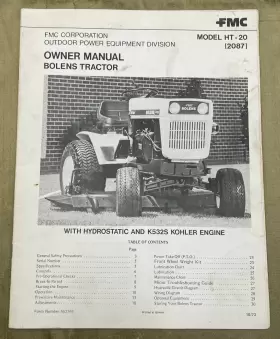 552764 FMC Bolens Lawn Yard Tractor Owners Manual Operators