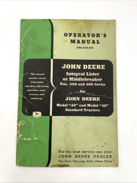OM-A42-355 FOR JOHN DEERE Operators Owners Manual Integral