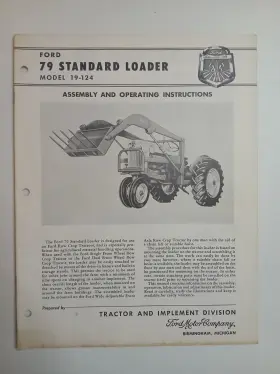 19-124 FORD Tractor Standard Loader Owners Operators Manual