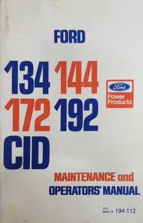 194-112 FORD Engine Operators Manual