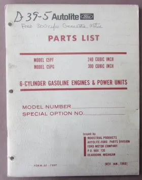 AF-7897 FORD AUTOLITE Engine Power Unit Manual