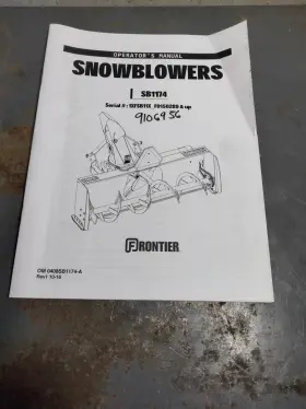 SB1174 FRONTIER Snowblower Operator Manual
