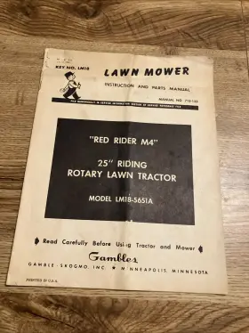 LM-5651A GAMBLERS Ryder Riding Rotary Lawnmower Instruction