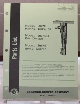 B67B GARDNER DENVER Pavement Breaker Manual Book