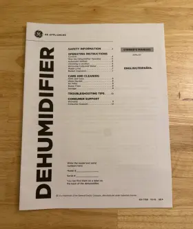 APEL70 GE Dehumidifier Owners Manual Instruction Booklet