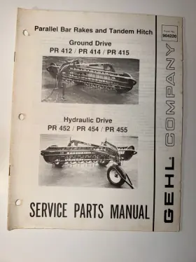 904220 GEHL Parallel Bar Rakes Tandem Hitch Service Manual
