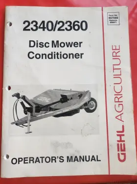 907089 GEHL Disc Mower Operators Owners Manual Paperback