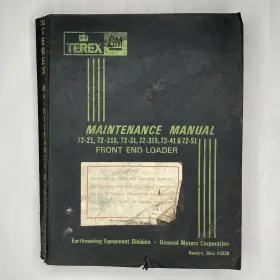 72-21S GENERAL MOTORS Terex Front End Loader Manual Gm