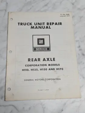H170 GENERAL MOTORS CORPORATION Rear Axle Unit Repair Manual