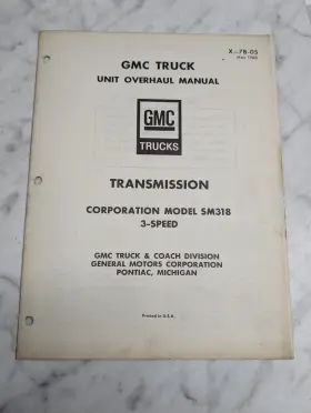 SM318 GENERAL MOTORS CORPORATION Gmc Transmission Unit Manual