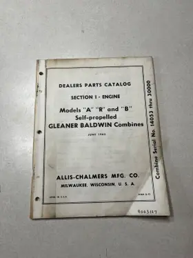 9003127 GLEANER Alli Chalmers Propelled Combine Catalog